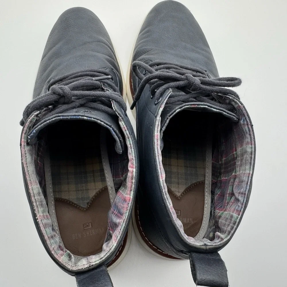 Ben Sherman Chukka Men's Size 14 Blue Boots Plaid Floral Interior Pattern